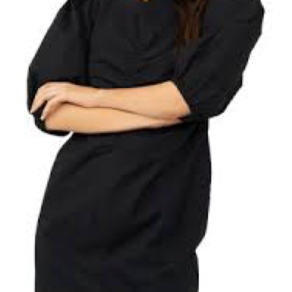 Free People Black Mini Dress with Puff Sleeves - Picture 2 of 6